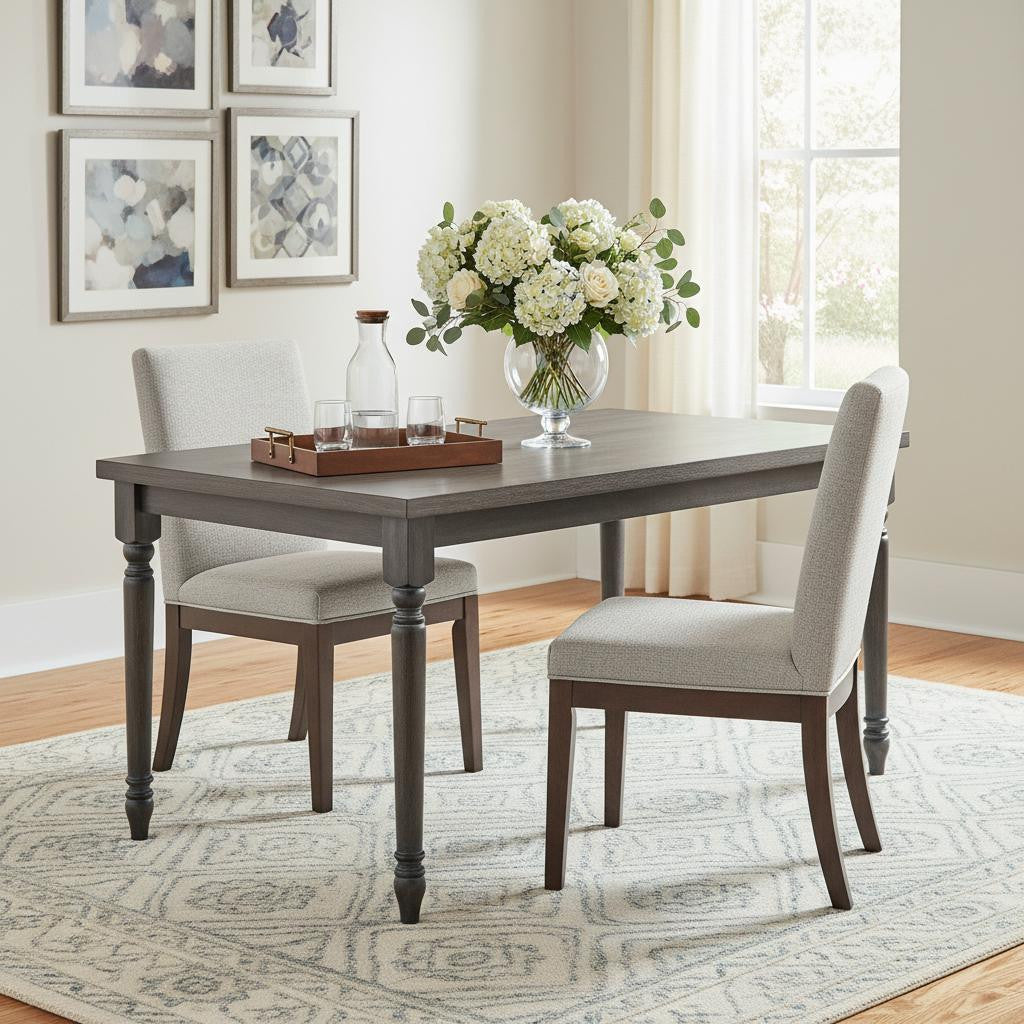 59" Gray Wood Dining Table