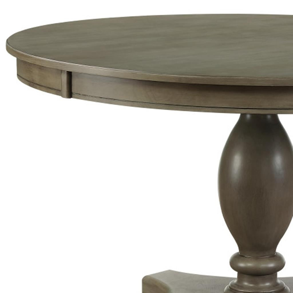 48" Gray Wood Pedestal Base Round Top Dining Table