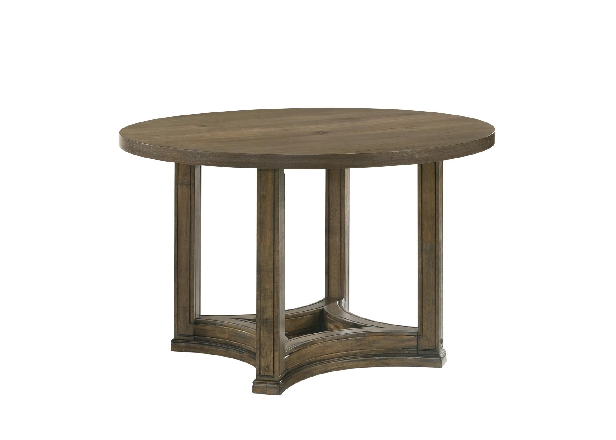 47" Oak Solid Wood Frame Base Round Top Dining Table