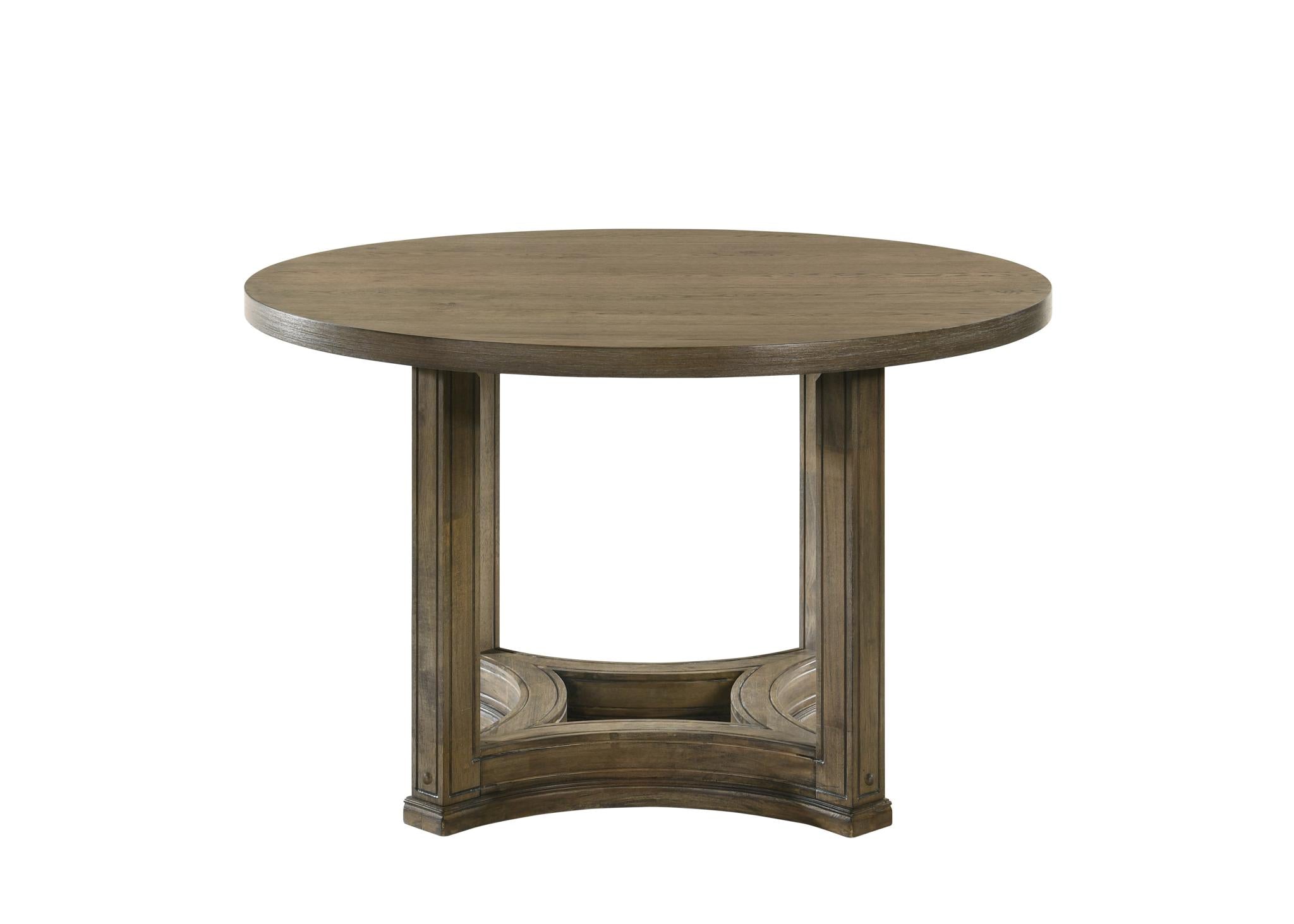 47" Oak Solid Wood Frame Base Round Top Dining Table