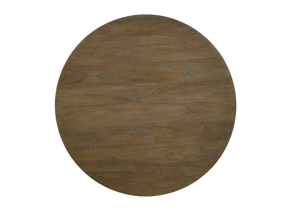 47" Oak Solid Wood Frame Base Round Top Dining Table