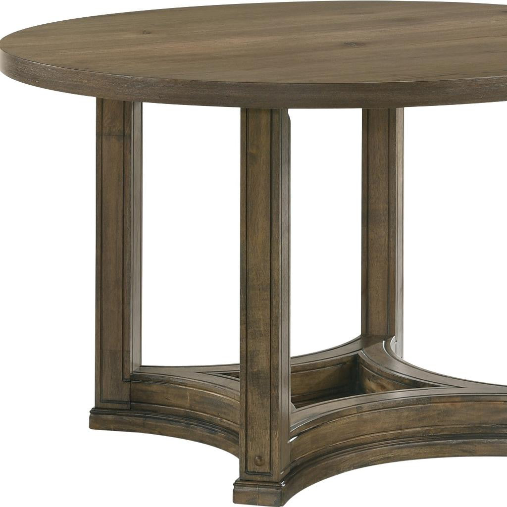 47" Oak Solid Wood Frame Base Round Top Dining Table