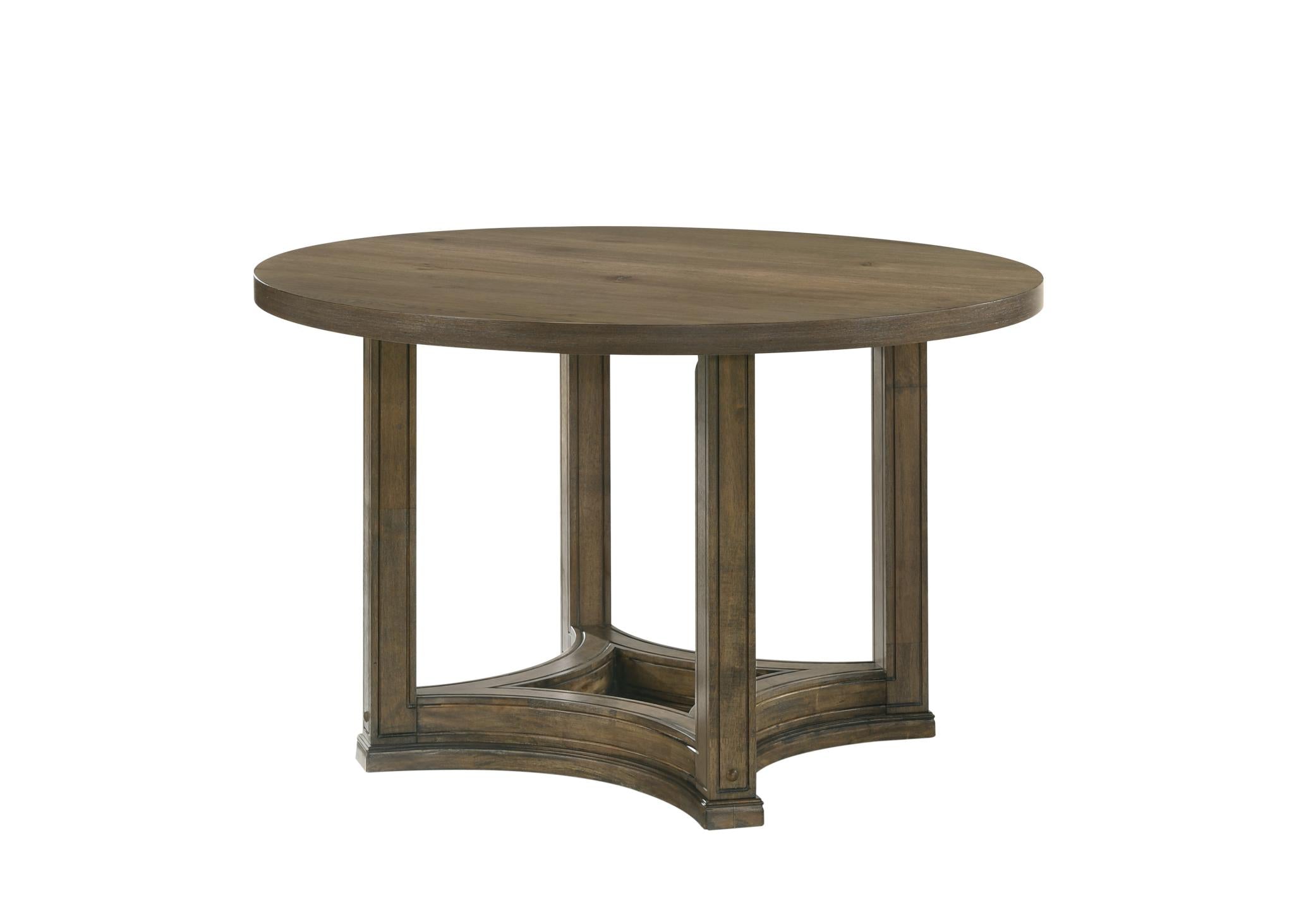 47" Oak Solid Wood Frame Base Round Top Dining Table