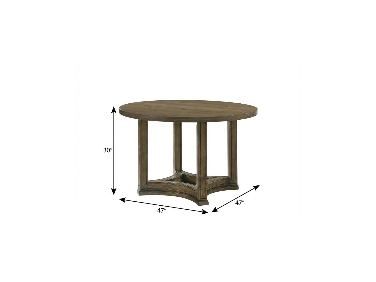 47" Oak Solid Wood Frame Base Round Top Dining Table