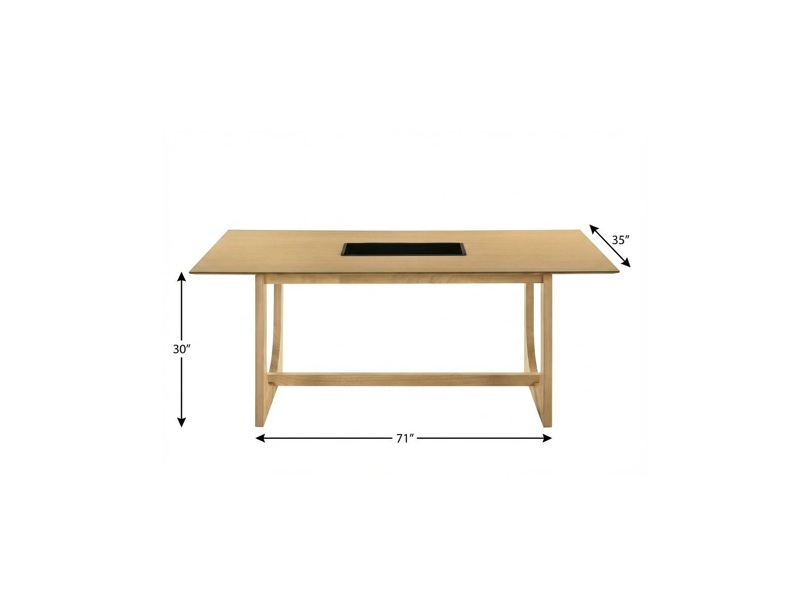 71" Natural Wood Trestle Base Dining Table