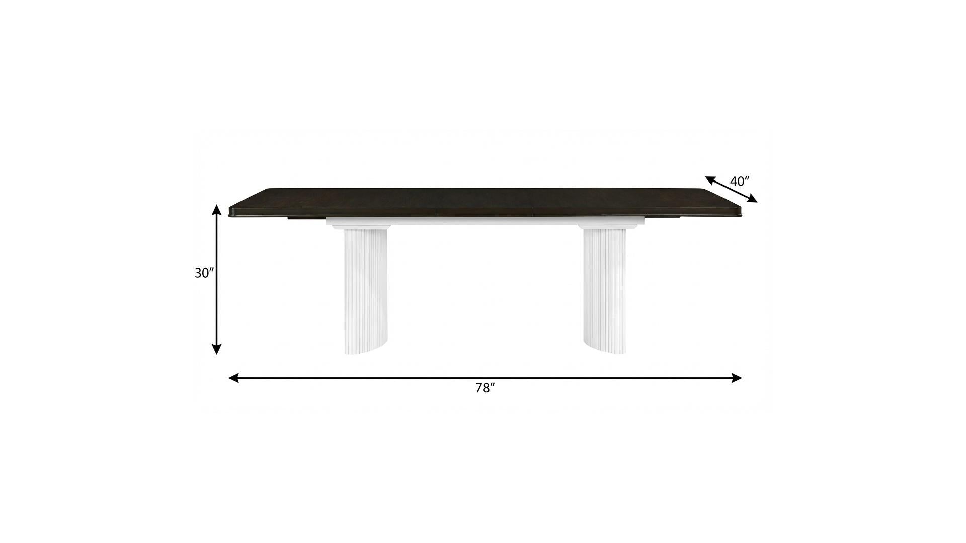 78" Walnut and White Wood Removable Leaf Double Pedestal Base Extendable Dining Table