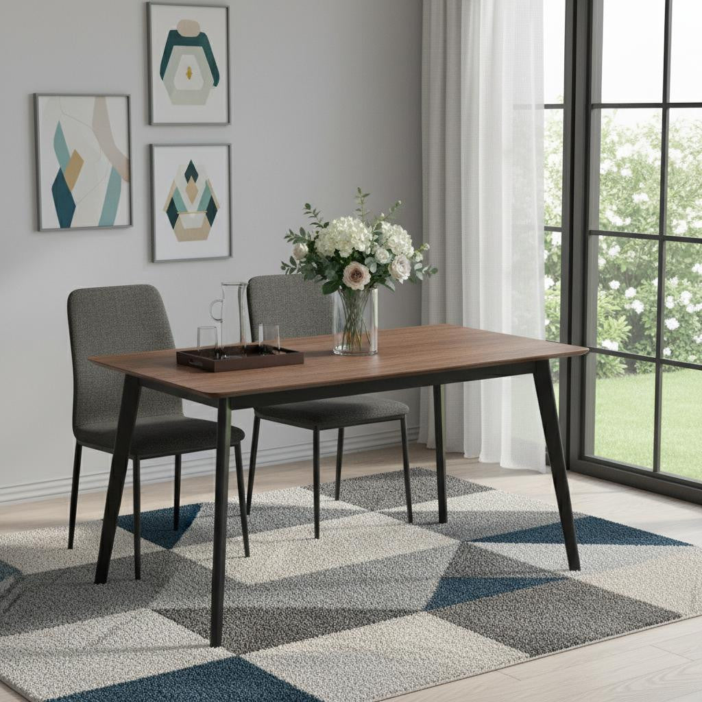 59" Walnut and Black Wood Dining Table