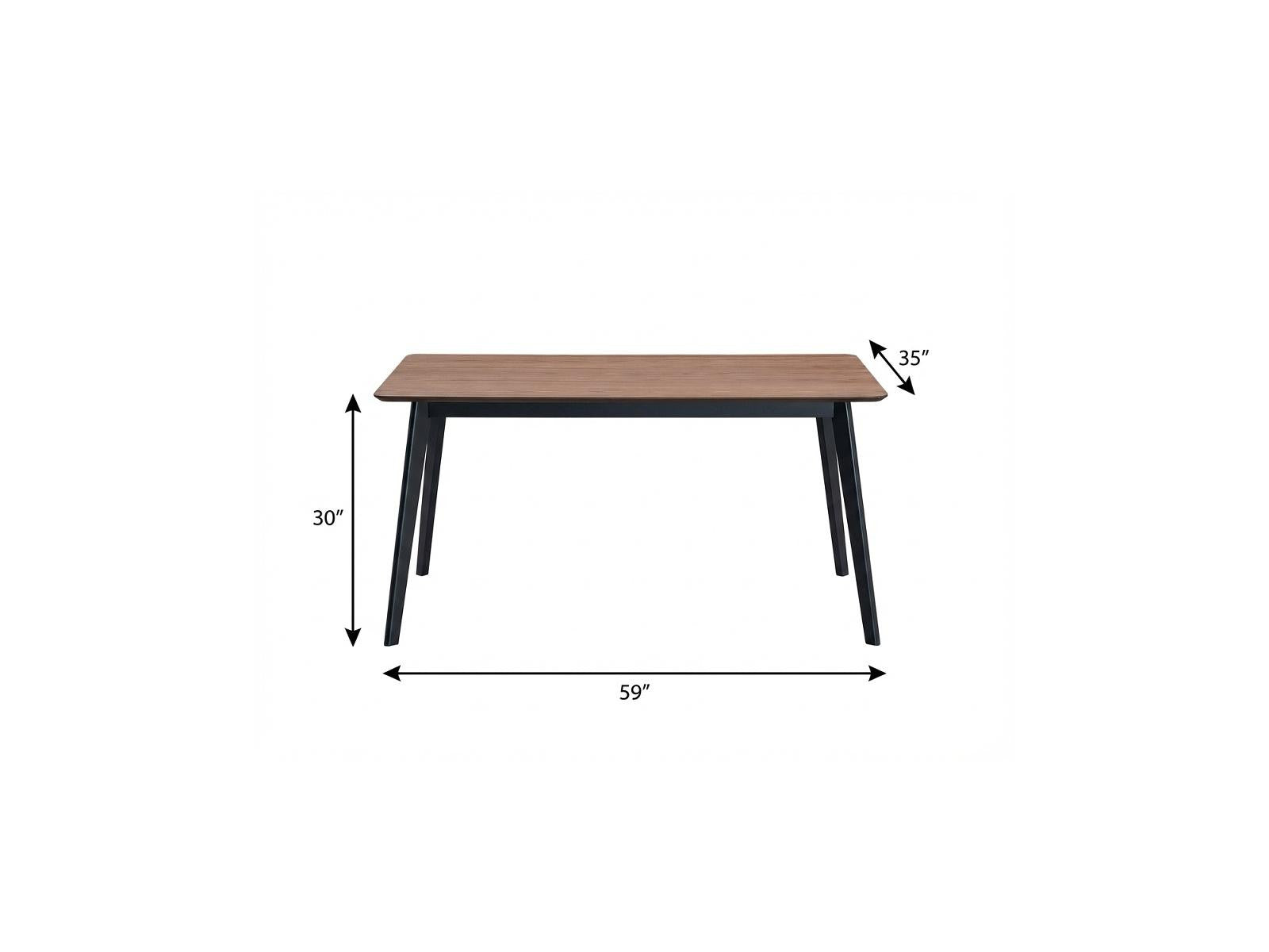 59" Walnut and Black Wood Dining Table