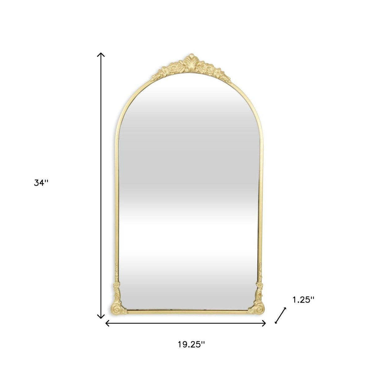 34" Gold Metal Arch Accent Mirror