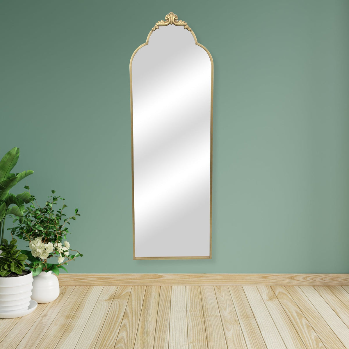 65" Gold Metal Arch Full Length Hanging Mirror