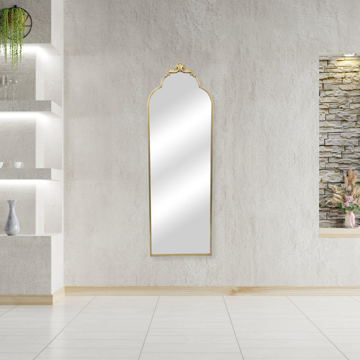 65" Gold Metal Arch Full Length Hanging Mirror