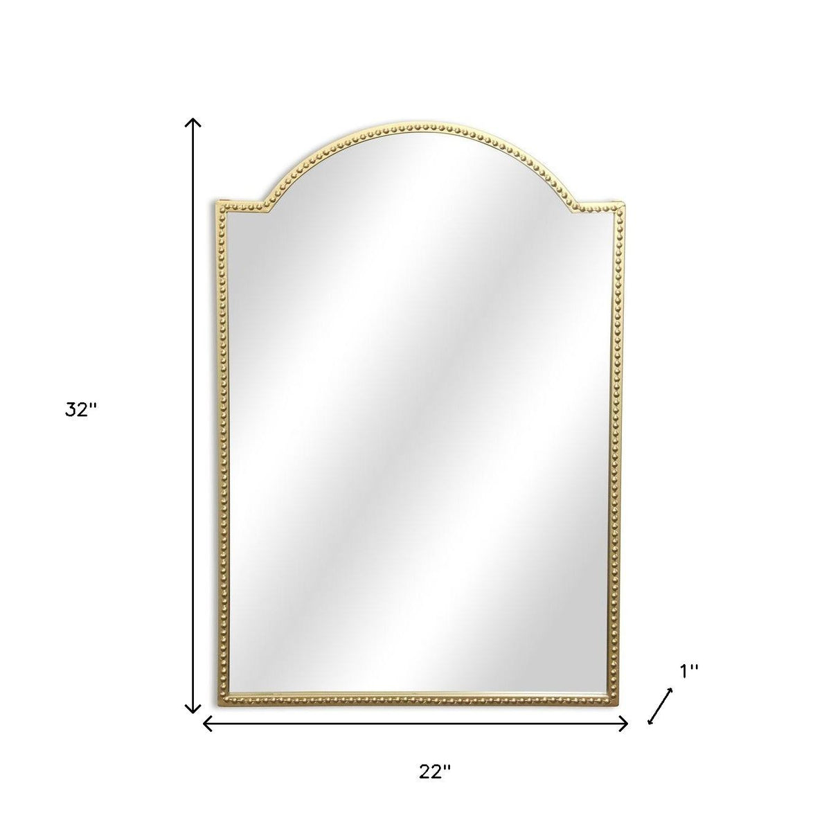 32" Gold Metal Beaded Arch Accent Mirror