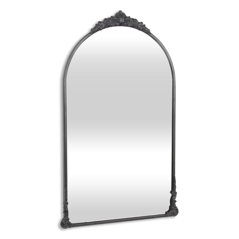 34" Black Metal Arch Accent Mirror