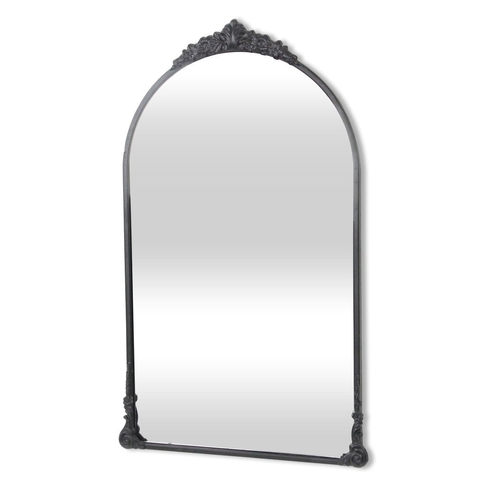 34" Black Metal Arch Accent Mirror