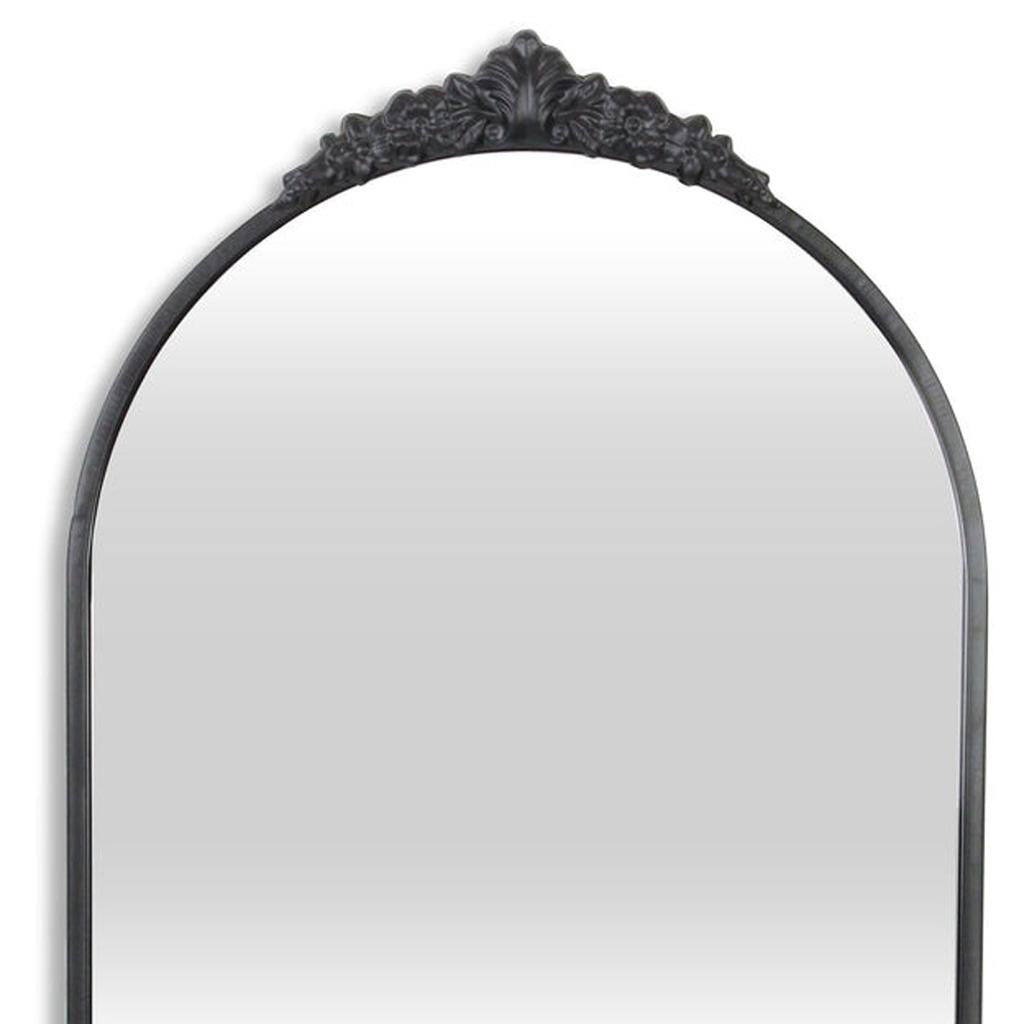 34" Black Metal Arch Accent Mirror