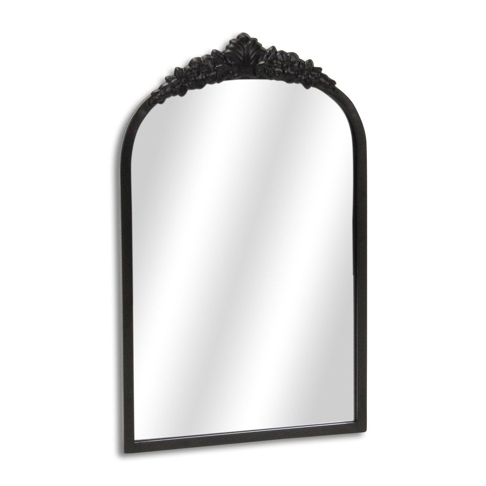 16" Black Metal Arch Accent Mirror