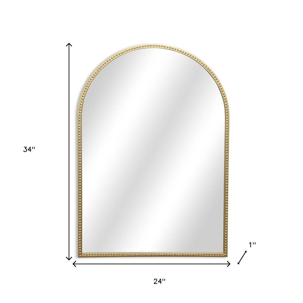 34" Gold Metal Beaded Arch Accent Mirror