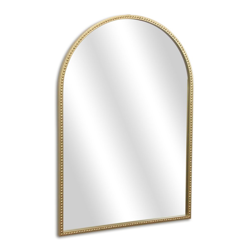 34" Gold Metal Beaded Arch Accent Mirror