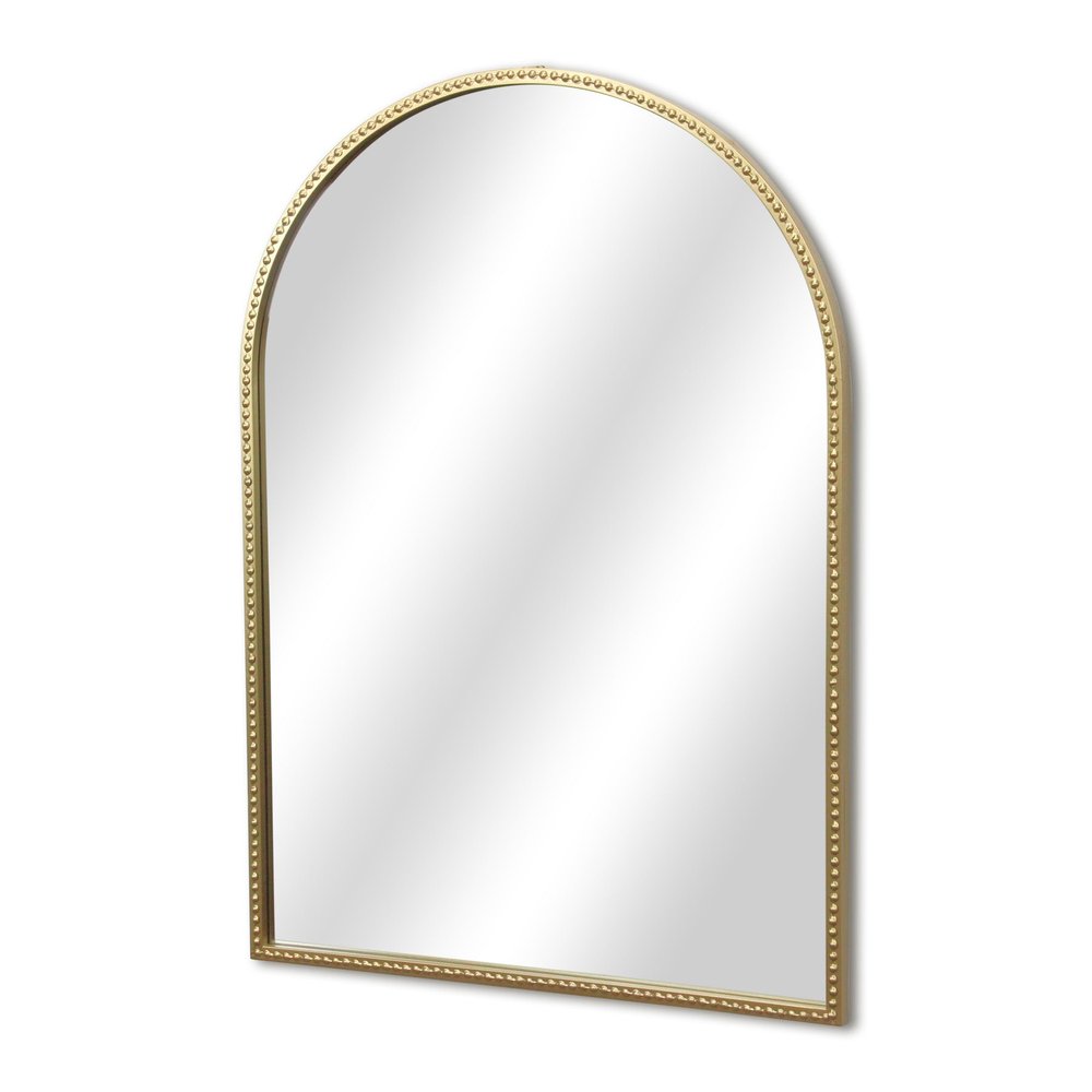 34" Gold Metal Beaded Arch Accent Mirror