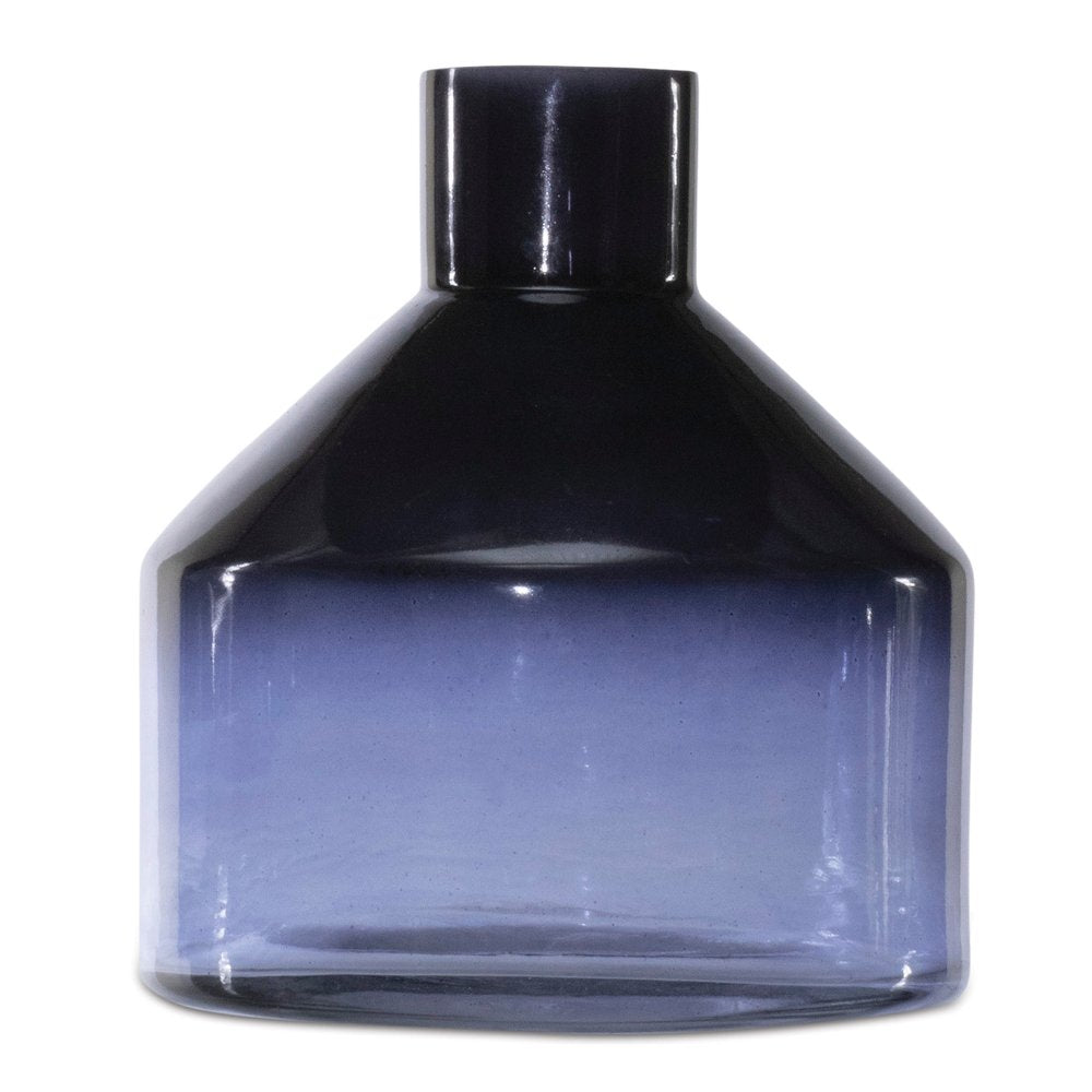 6" Blue Ombre Glass Round Table Vase