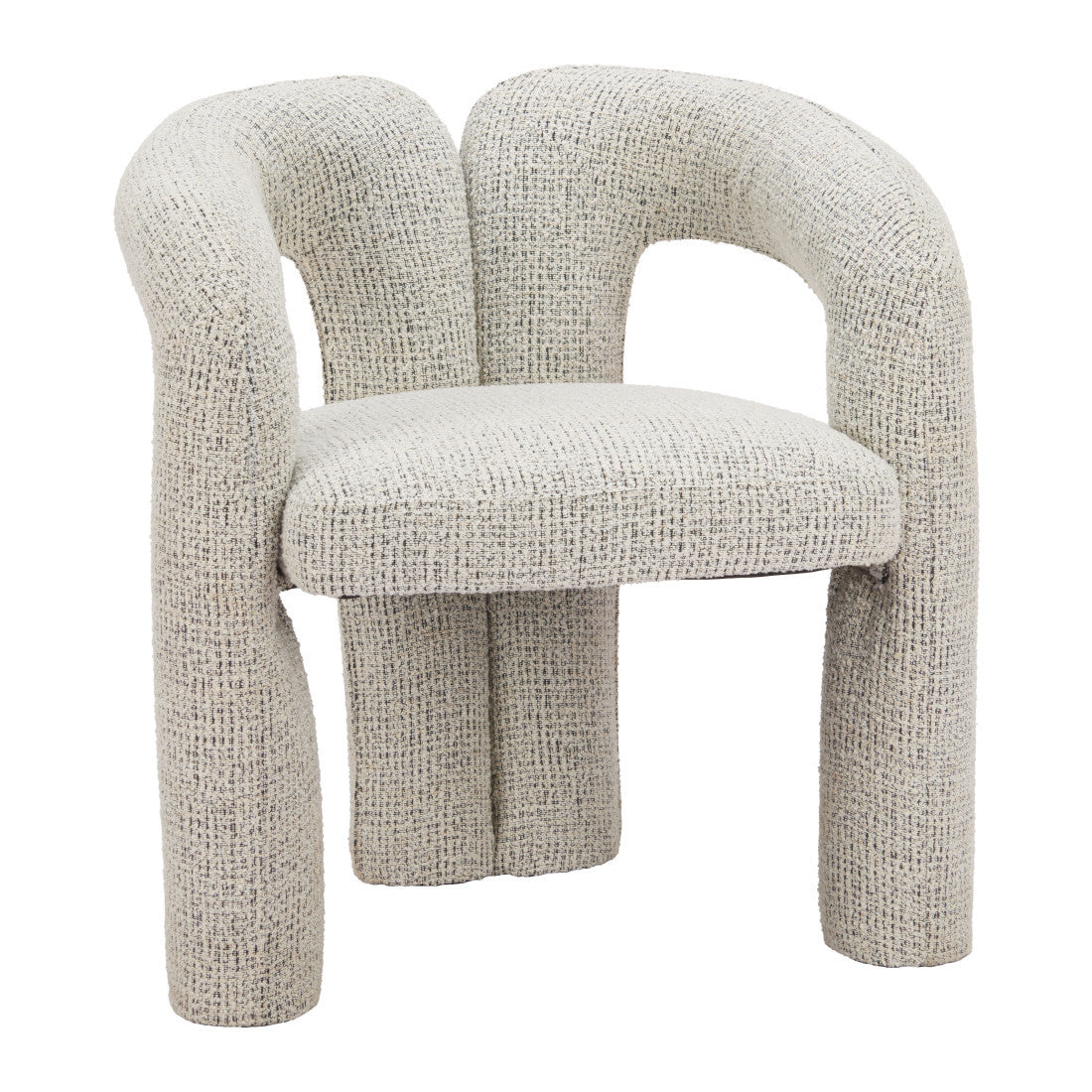 Gray Upholstery And Solid Wood Open Back Dining Arm Chair