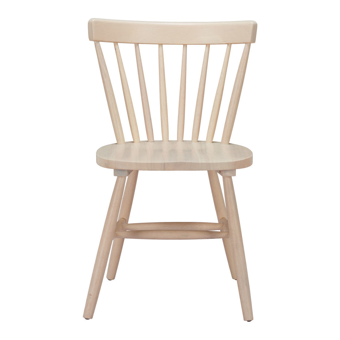 Set of Two Natural Solid Wood Windsor Back Dining Side Chairs