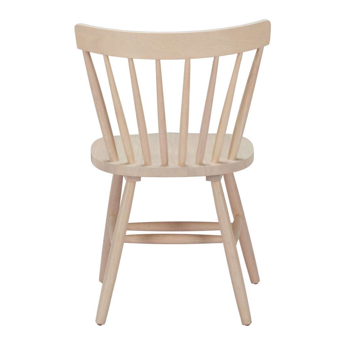 Set of Two Natural Solid Wood Windsor Back Dining Side Chairs