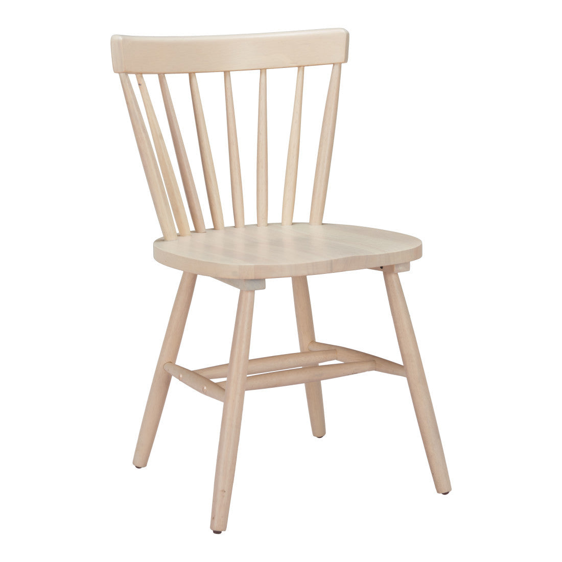 Set of Two Natural Solid Wood Windsor Back Dining Side Chairs