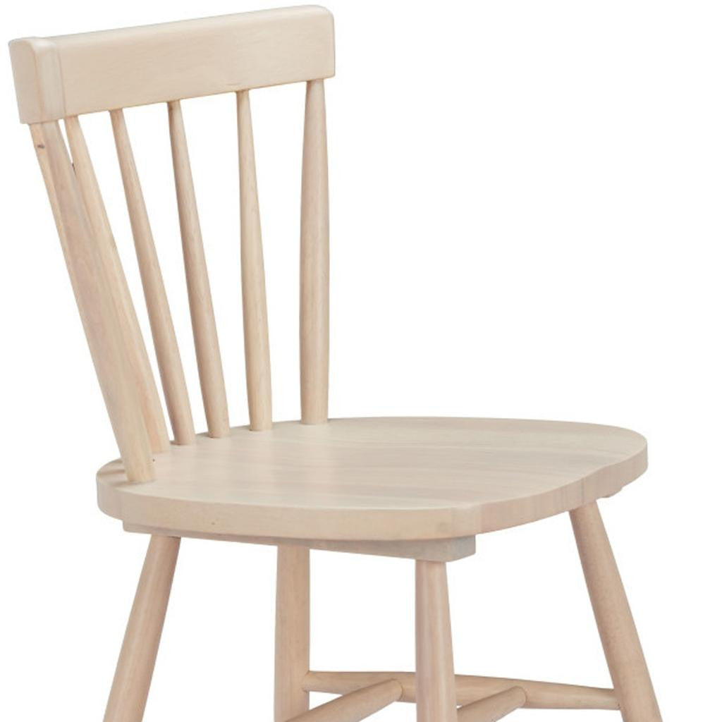 Set of Two Natural Solid Wood Windsor Back Dining Side Chairs