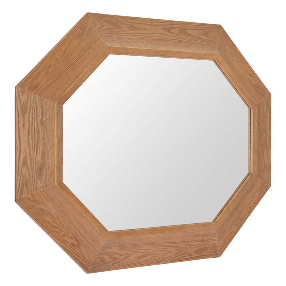 53" Natural Solid Wood Octagon Framed Accent Mirror