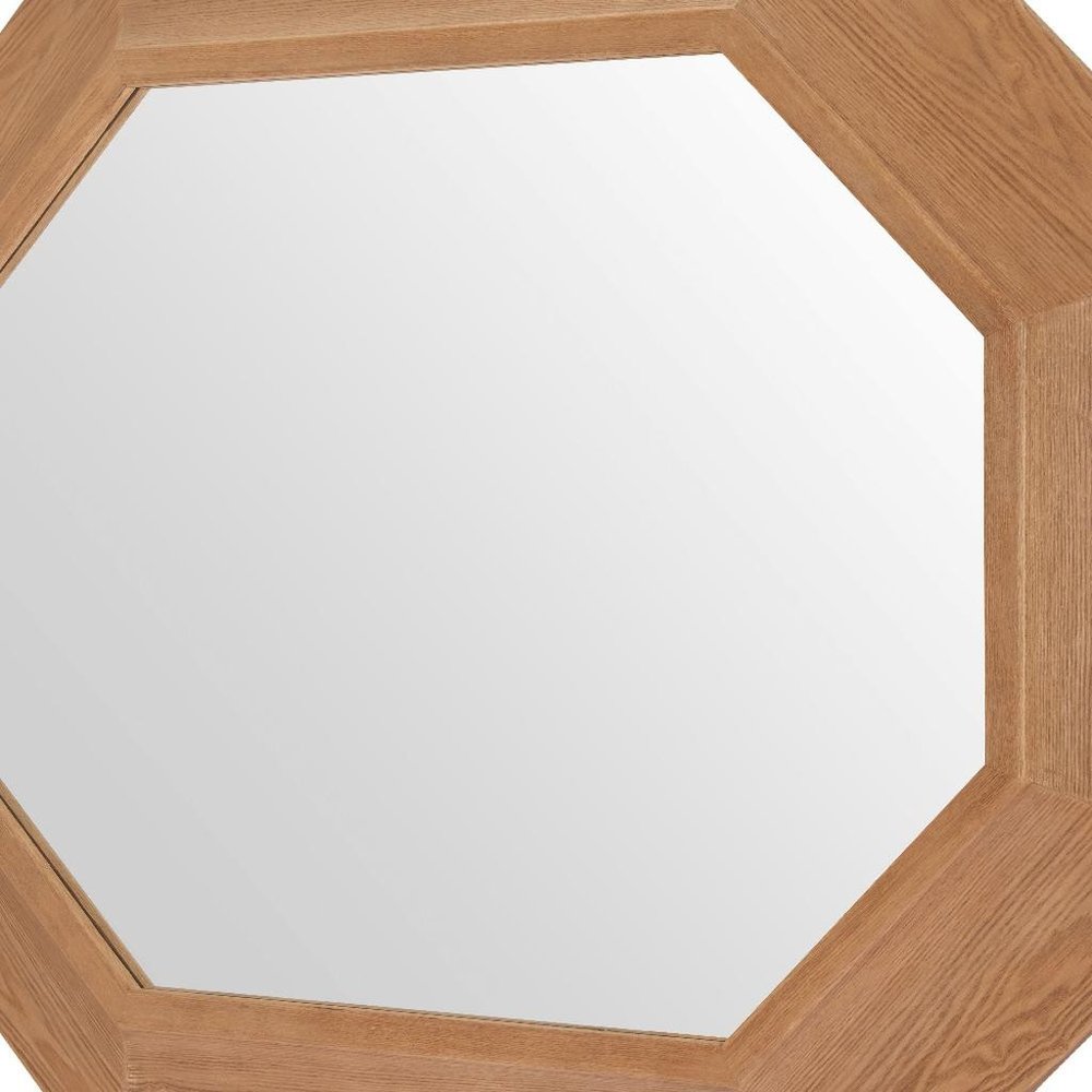 53" Natural Solid Wood Octagon Framed Accent Mirror