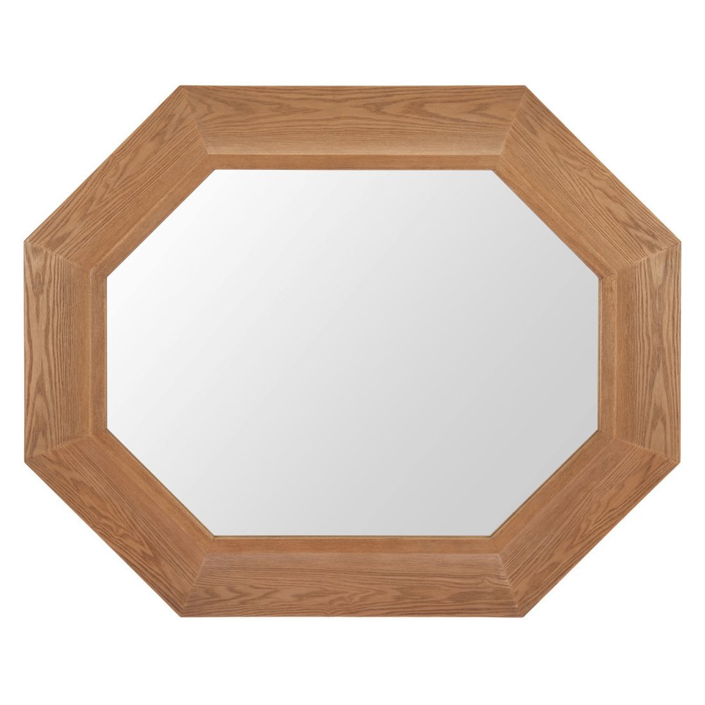 53" Natural Solid Wood Octagon Framed Accent Mirror