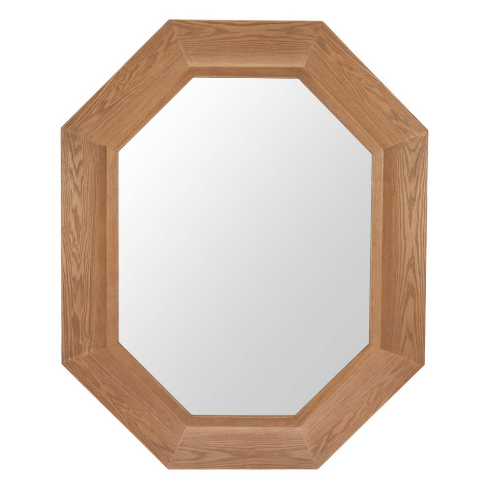 53" Natural Solid Wood Octagon Framed Accent Mirror