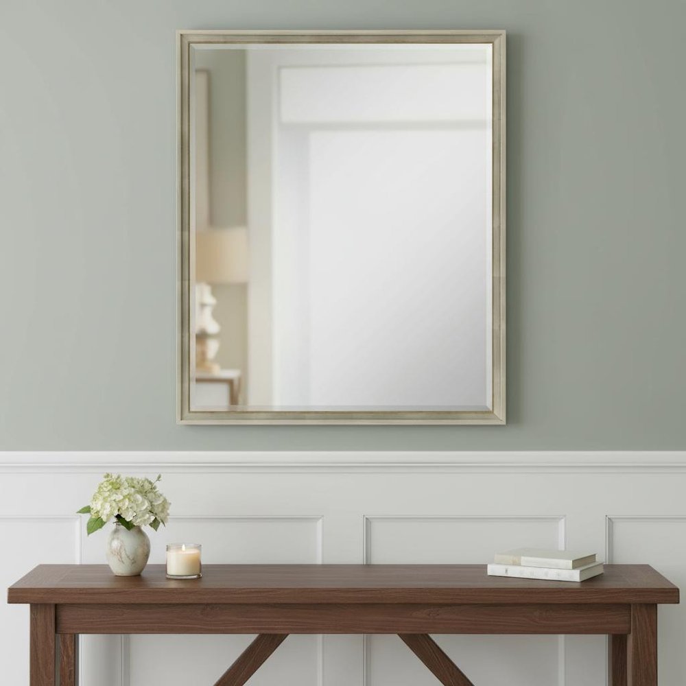 30" Silver Wood Accent Mirror