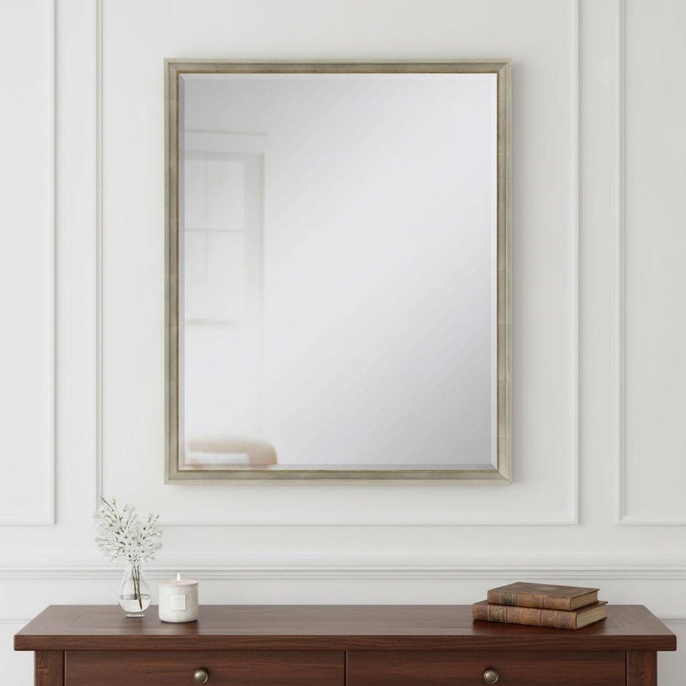 42" Silver Wood Accent Mirror