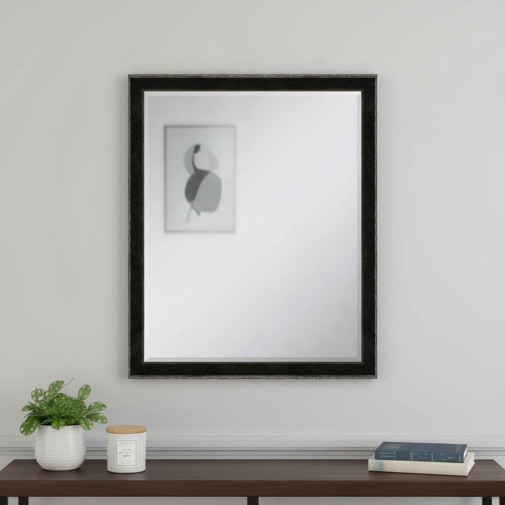32" Dark Brown Wood Accent Mirror