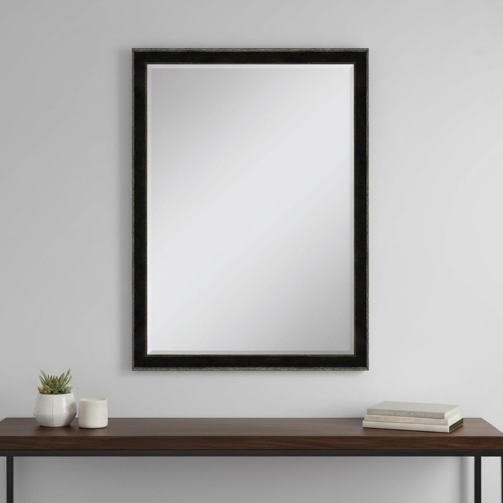 40" Dark Brown Solid Wood Framed Accent Mirror