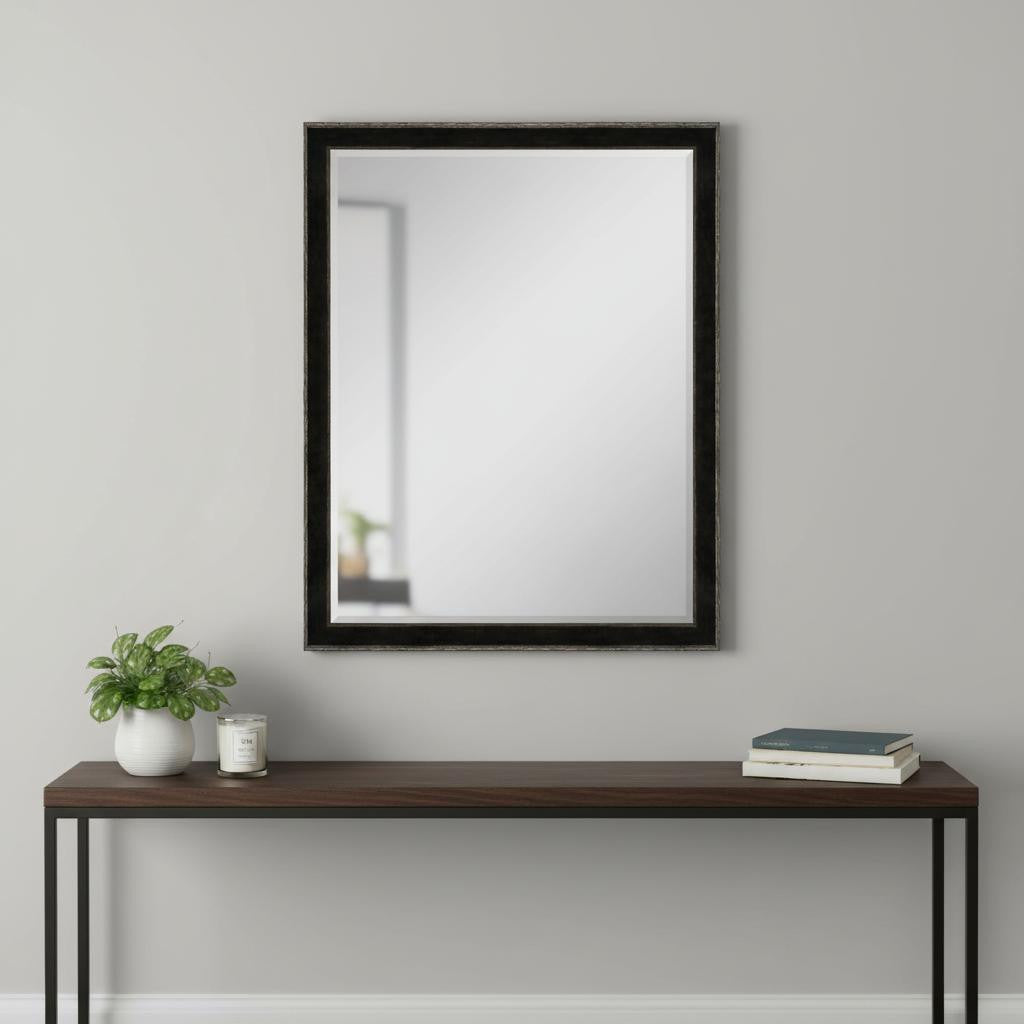 44" Dark Brown Wood Accent Mirror
