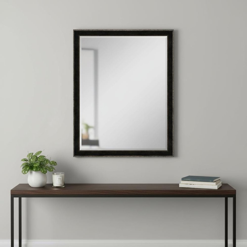 44" Dark Brown Wood Accent Mirror