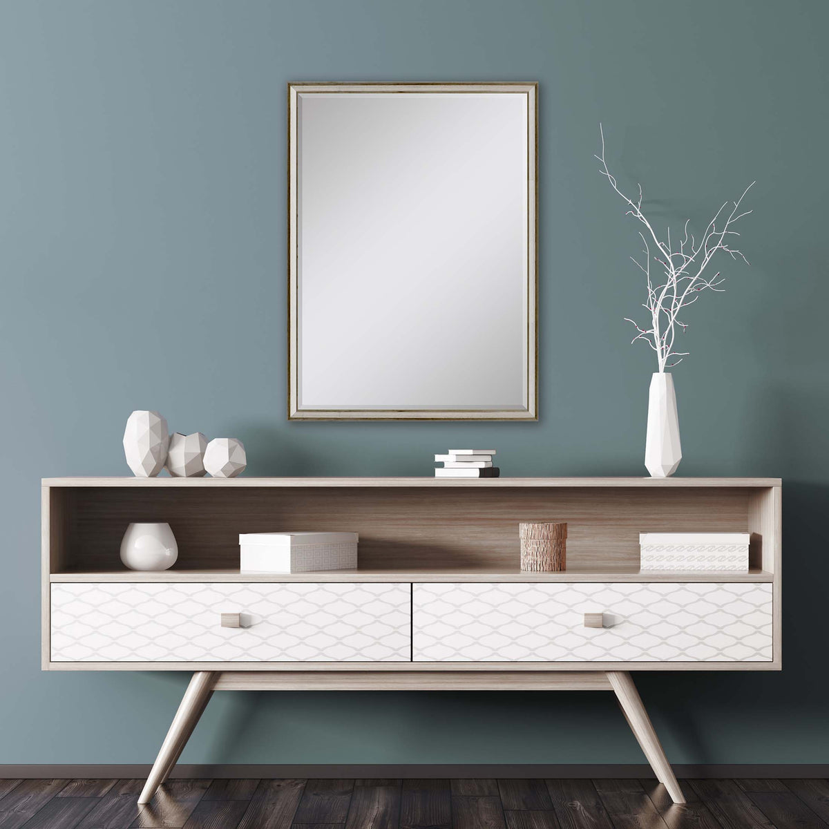 38" Silver Wood Accent Mirror