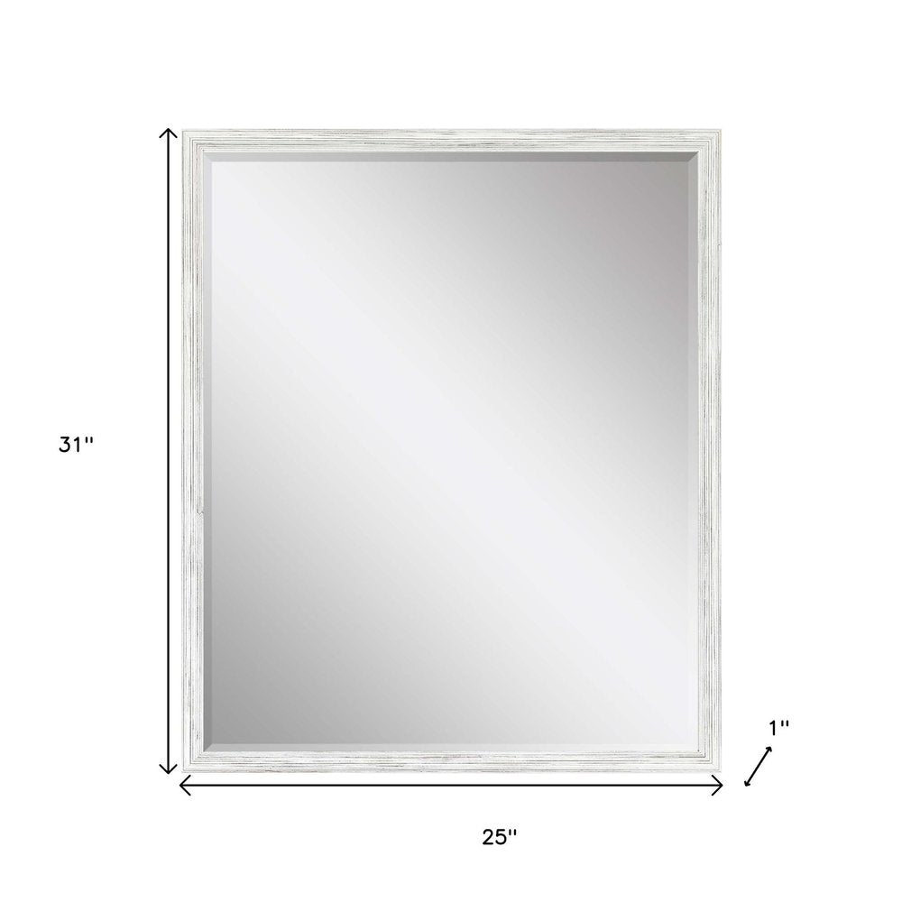 31" White Wood Accent Mirror