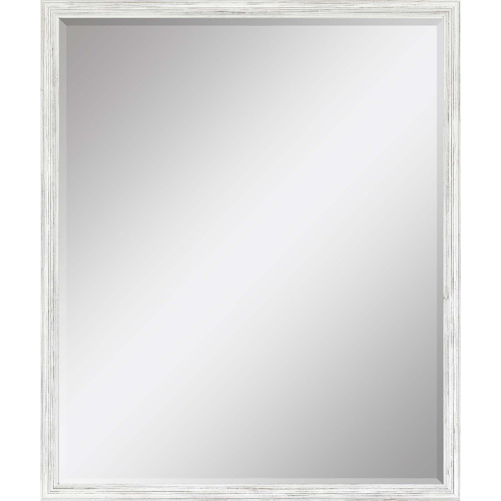 31" White Wood Accent Mirror