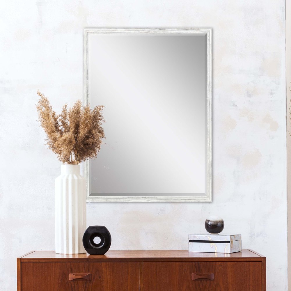 39" White Wood Accent Mirror