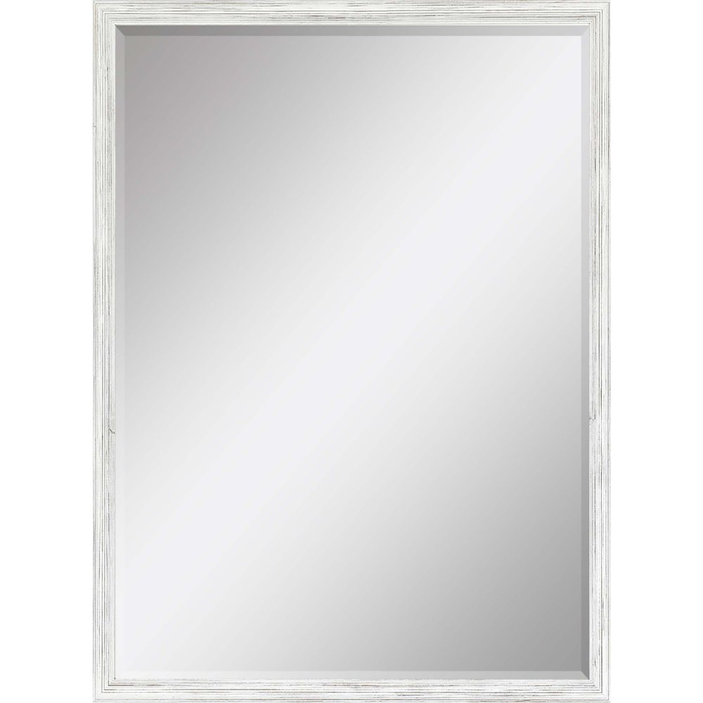 39" White Wood Accent Mirror