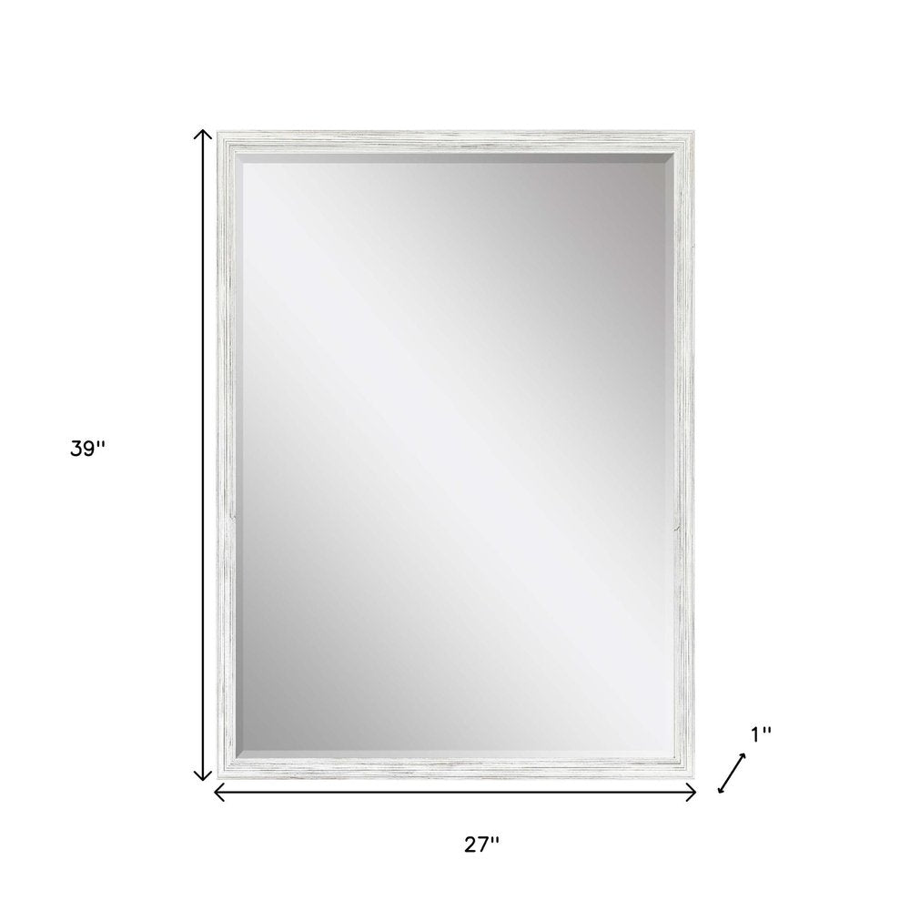 39" White Wood Accent Mirror
