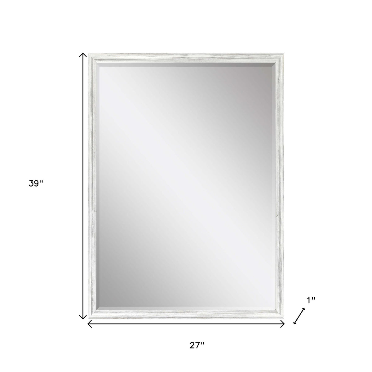 39" White Wood Accent Mirror