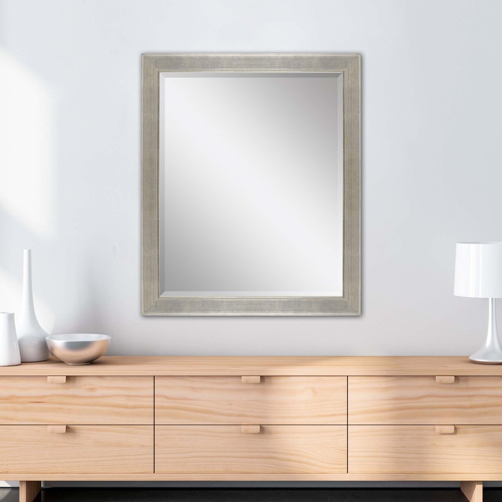33" Silver Solid Wood Framed Accent Mirror