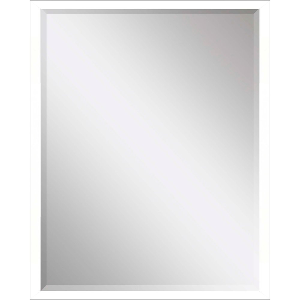 38" White Solid Wood Framed Accent Mirror