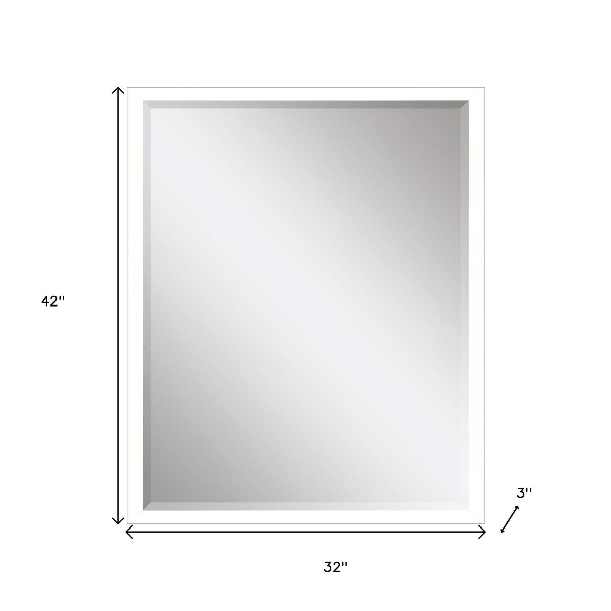 42" White Solid Wood Framed Accent Mirror