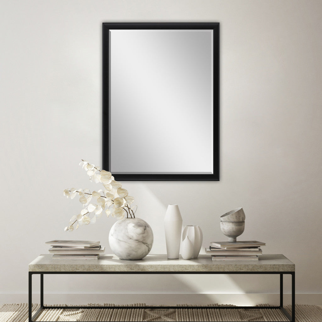 38" Black Solid Wood Framed Accent Mirror